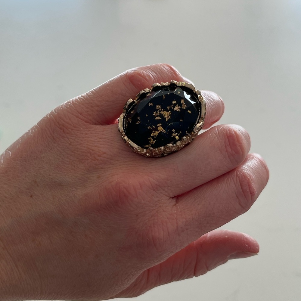 FREE with any purchase- Costume ring Gold toned and Black Statement Ring size 54